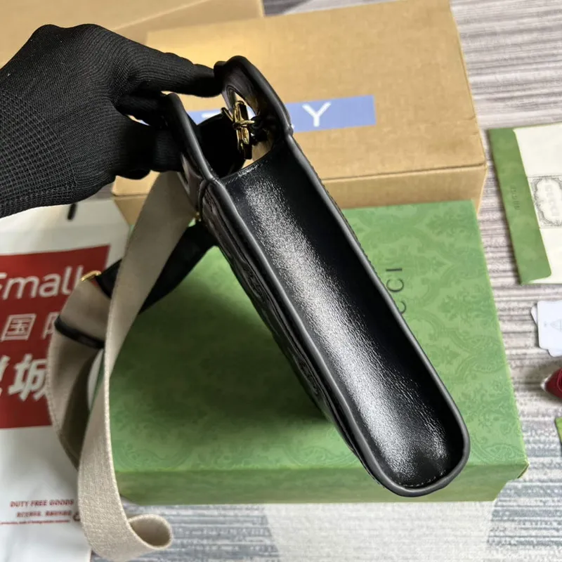 Gucci 723776 GG Matelassé Mini Taška s Horním Uchem Černá