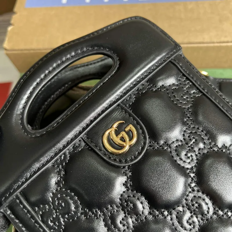 Gucci 723776 GG Matelassé Mini Taška s Horním Uchem Černá