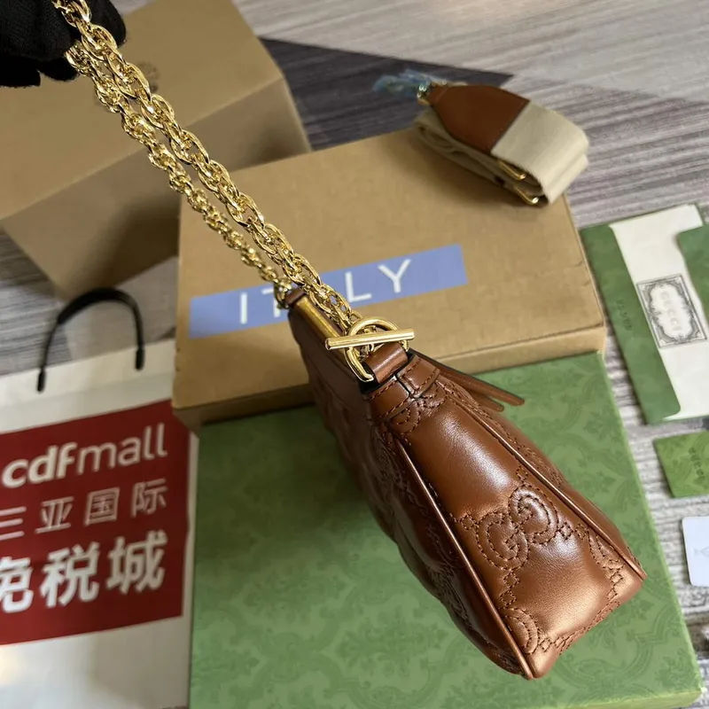 Gucci 735049 GG Matelassé Kabelka Hnědá