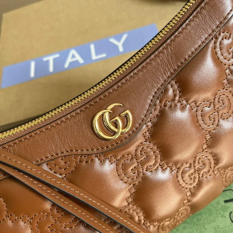 Gucci 735049 GG Matelassé Kabelka Hnědá