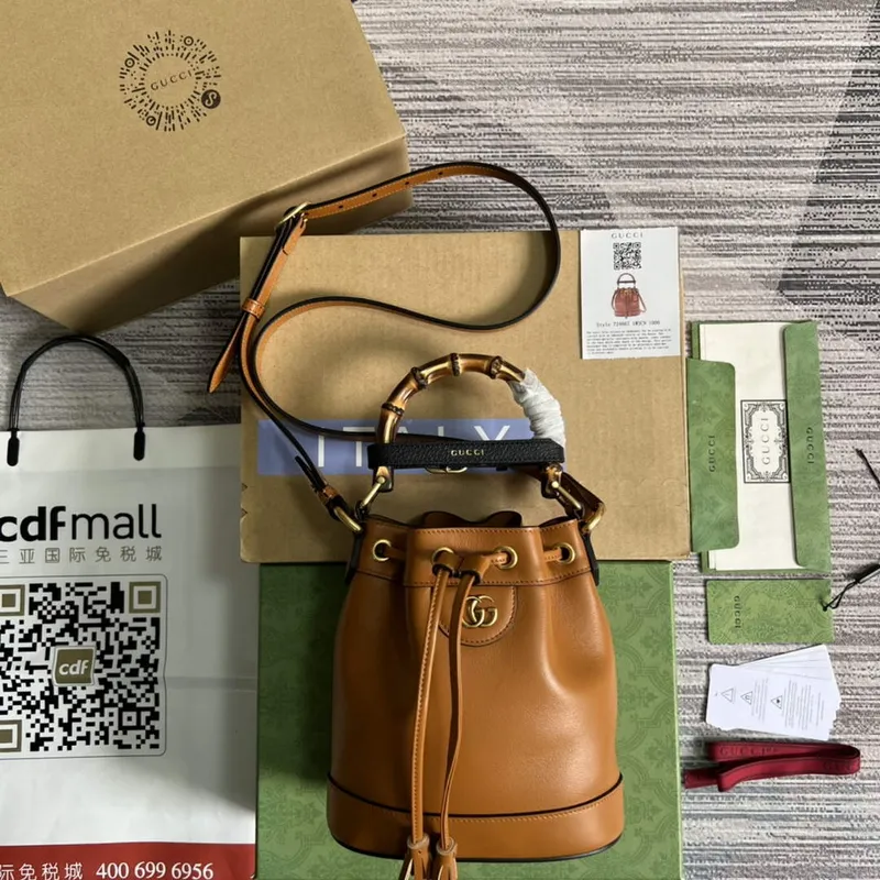 Gucci 724667 Diana Mini Bucket Bag Světle Hnědá