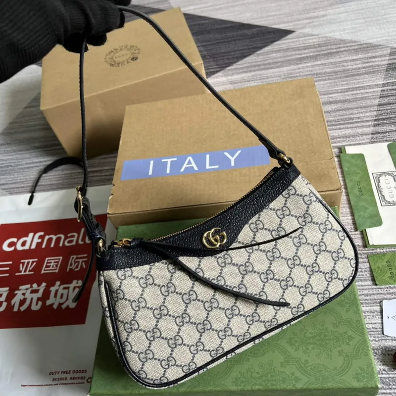 Gucci 735145 GG Supreme Ophidia malá kabelka černá