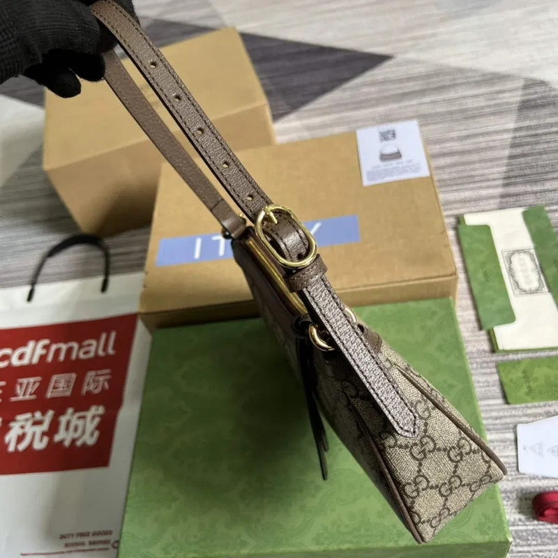 Gucci 735145 GG Supreme Ophidia malá kabelka Hnědá