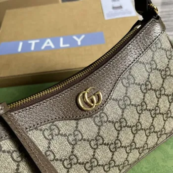 Gucci 735145 GG Supreme Ophidia malá kabelka Hnědá