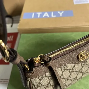 Gucci 735145 GG Supreme Ophidia malá kabelka Hnědá