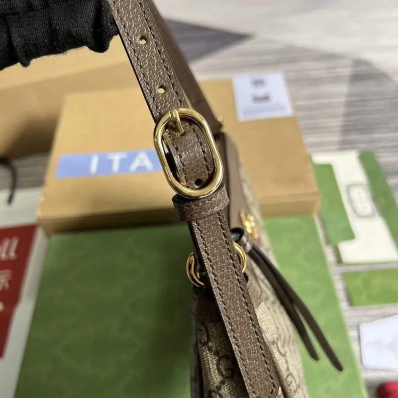 Gucci 735145 GG Supreme Ophidia malá kabelka Hnědá