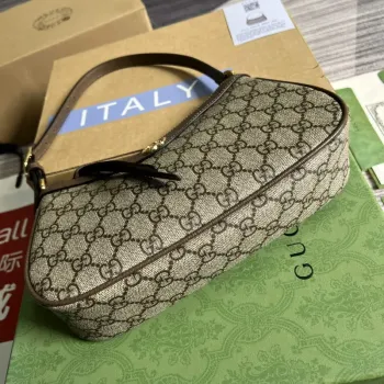 Gucci 735145 GG Supreme Ophidia malá kabelka Hnědá
