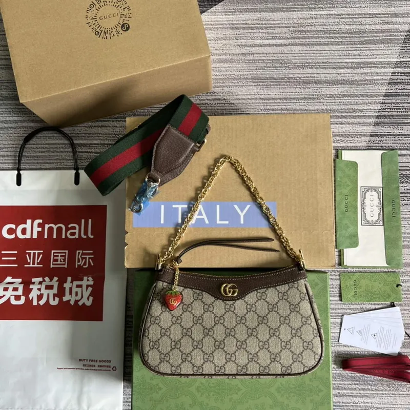 Gucci 735132 Ophidia malá kabelka Hnědá