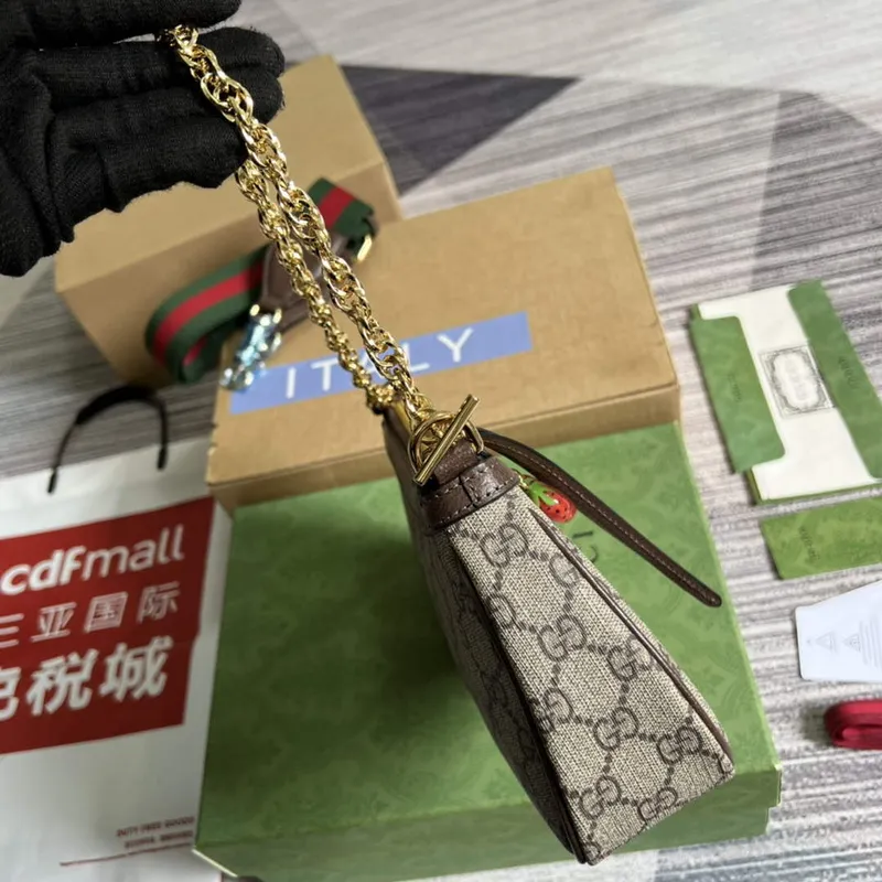 Gucci 735132 Ophidia malá kabelka Hnědá