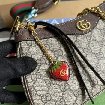 Gucci 735132 Ophidia malá kabelka Hnědá