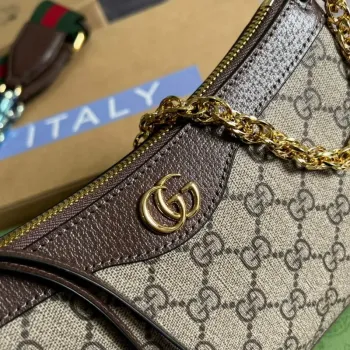 Gucci 735132 Ophidia malá kabelka Hnědá