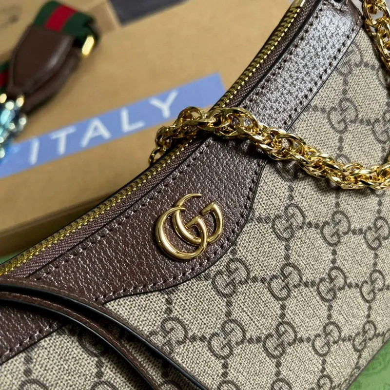 Gucci 735132 Ophidia malá kabelka Hnědá