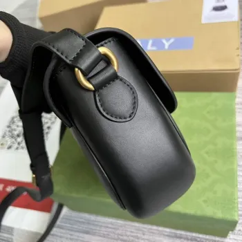 Gucci 675923 embosovaná kožená ramenní taška UD0FT Černá