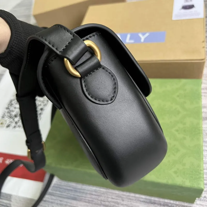 Gucci 675923 embosovaná kožená ramenní taška UD0FT Černá