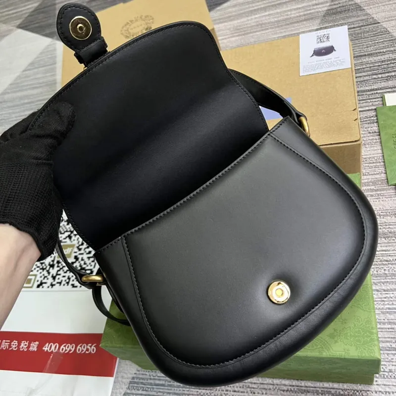 Gucci 675923 embosovaná kožená ramenní taška UD0FT Černá