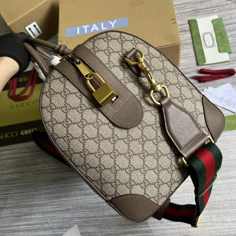 Gucci 687828 Tiger GG Velká cestovní taška Hnědá