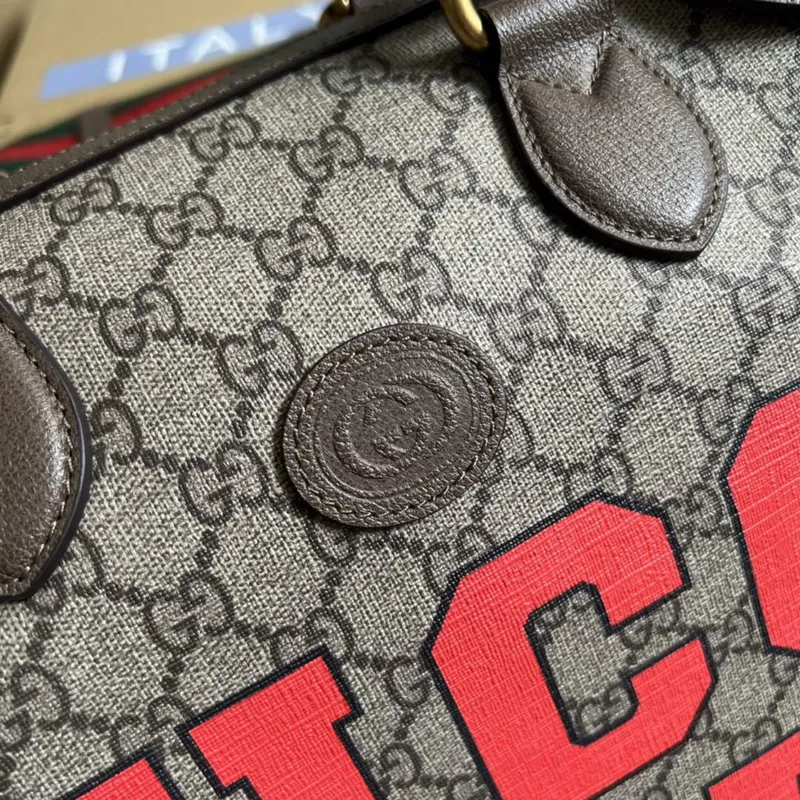 Gucci 687828 Tiger GG Velká cestovní taška Hnědá
