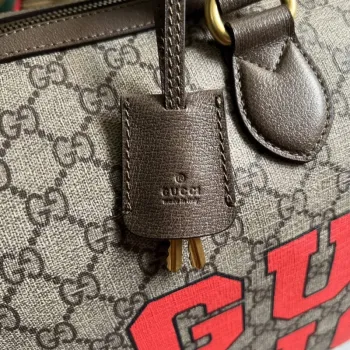 Gucci 687828 Tiger GG Velká cestovní taška Hnědá