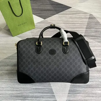 Gucci 696015 Velká cestovní taška s propleteným G Černá