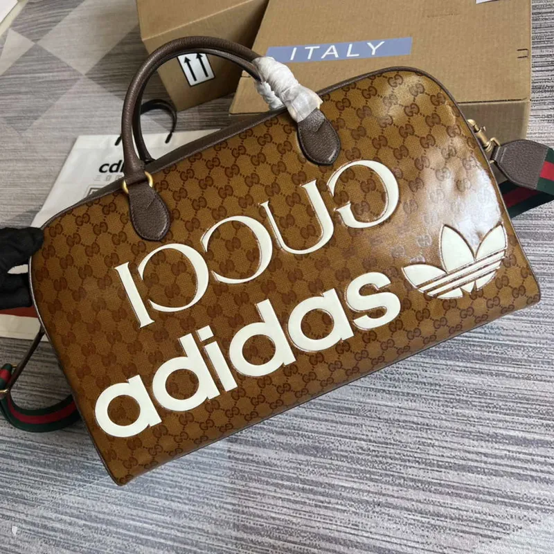 Adidas x Gucci velká cestovní taška 702422 Hnědá