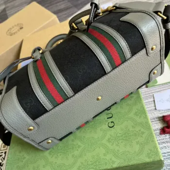 Gucci 715772 Malá plátěná taška s horním madlem Šedá a černá