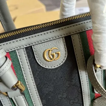 Gucci 715772 Malá plátěná taška s horním madlem Šedá a černá