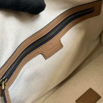 Gucci 715772 Malá plátěná taška s horním uchopem Světle hnědá a černá