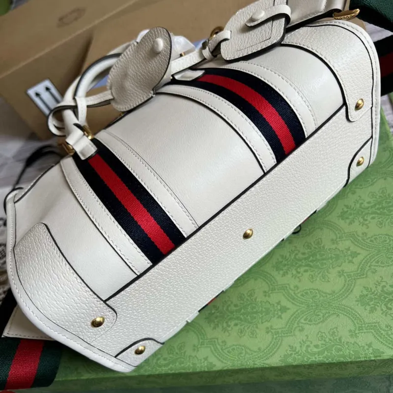 Gucci 715772 Malá kabelka s horním uchopem s Double G Bílá