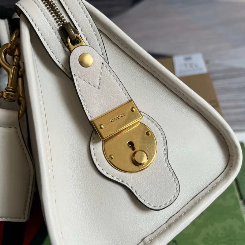 Gucci 715772 Malá kabelka s horním uchopem s Double G Bílá