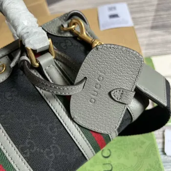 Gucci 715771 Mini plátěná taška s horním uchopem Šedá a černá Originální GG plátno