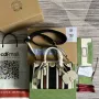 Gucci 715771 Mini plátěná taška s horním uchopem Bílá a černá Originální GG plátno
