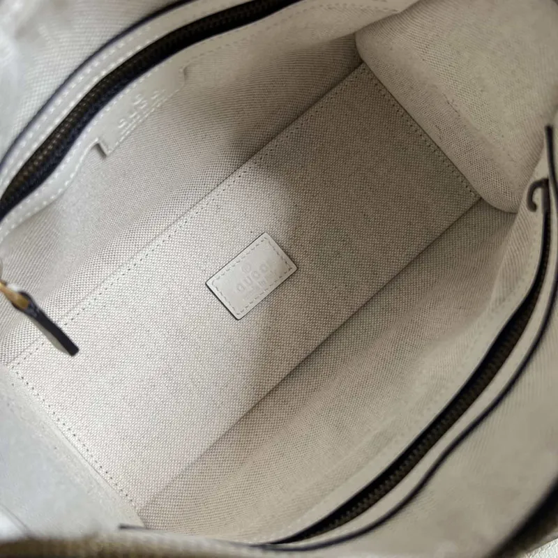 Gucci 715771 Mini plátěná taška s horním uchopem Bílá a černá Originální GG plátno