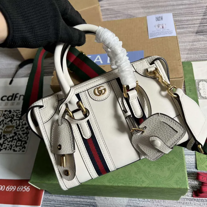 Gucci 715771 Mini taška s horním madlem s Double G Bílá