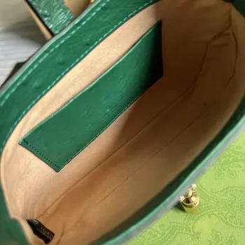 Gucci 637091 Jackie 1961 Mini Kapsa na rameno z pštrosí kůže Zelená