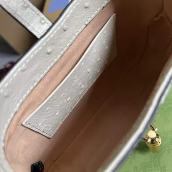 Gucci 637091 Jackie 1961 Mini Kapsička z pštrosí kůže, béžová