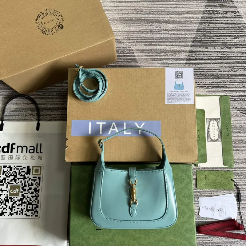 Gucci 637091 Jackie 1961 mini ramenní taška Světle modrá