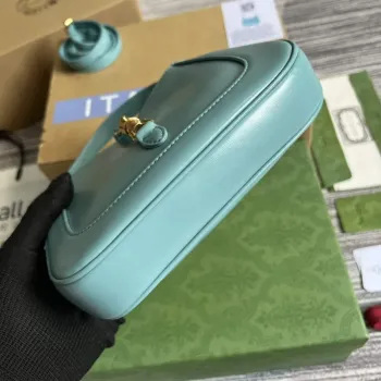 Gucci 637091 Jackie 1961 mini ramenní taška Světle modrá