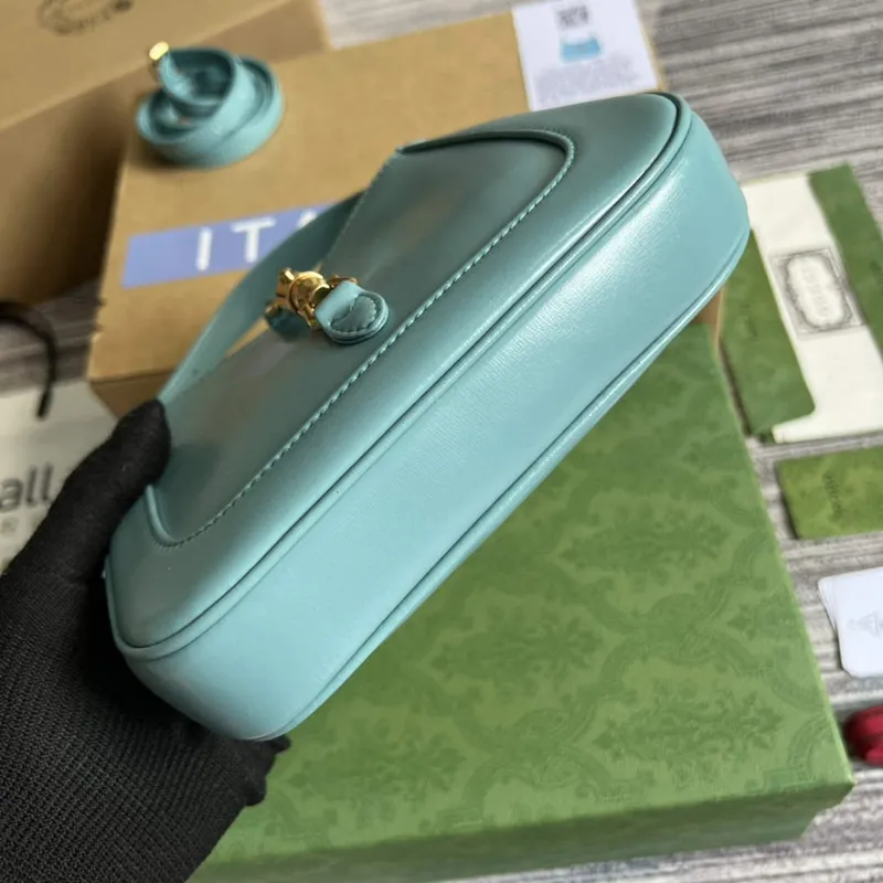 Gucci 637091 Jackie 1961 mini ramenní taška Světle modrá