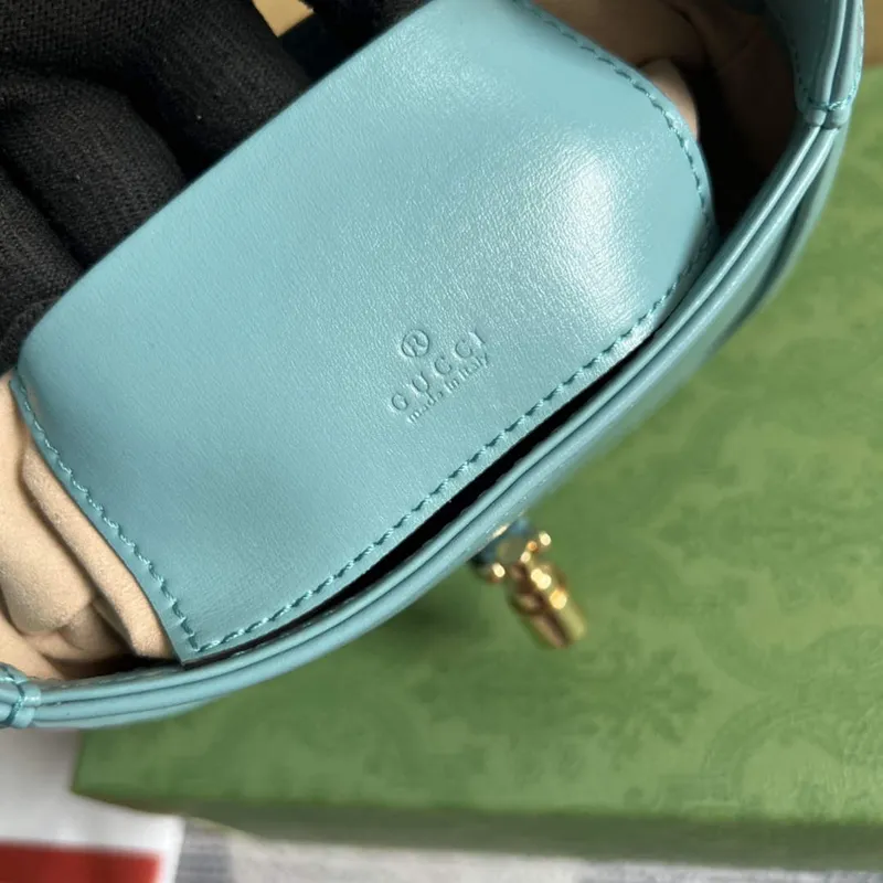 Gucci 637091 Jackie 1961 mini ramenní taška Světle modrá