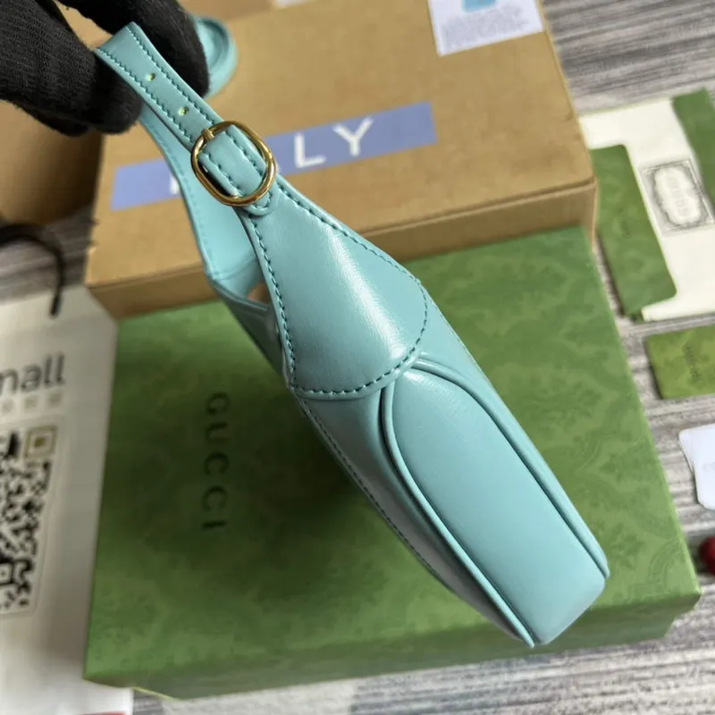 Gucci 637091 Jackie 1961 mini ramenní taška Světle modrá