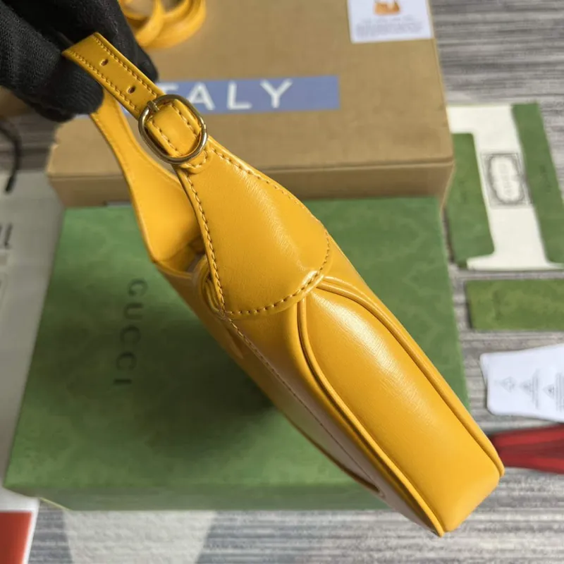 Gucci 637091 Jackie 1961 mini ramenní taška Žlutá