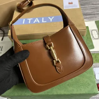 Gucci 637091 Jackie 1961 mini ramenní taška Hnědá