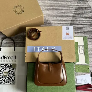 Gucci 637091 Jackie 1961 mini ramenní taška Hnědá