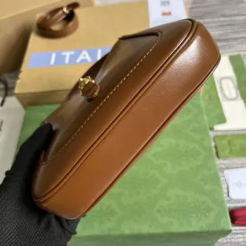 Gucci 637091 Jackie 1961 mini ramenní taška Hnědá