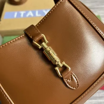 Gucci 637091 Jackie 1961 mini ramenní taška Hnědá