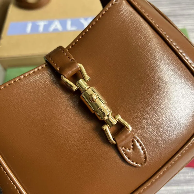 Gucci 637091 Jackie 1961 mini ramenní taška Hnědá