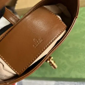 Gucci 637091 Jackie 1961 mini ramenní taška Hnědá