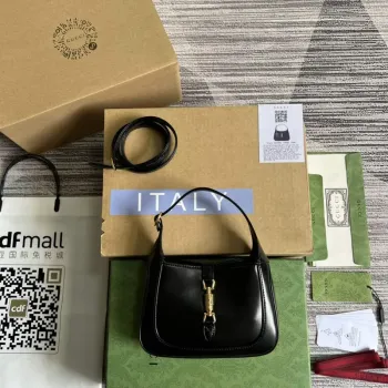 Gucci 637091 Jackie 1961 mini ramenní taška Černá