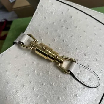 Gucci 636709 Jackie 1961 Malá taška z pštrosí kůže Béžová