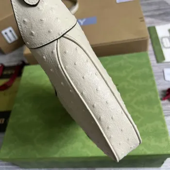 Gucci 636709 Jackie 1961 Malá taška z pštrosí kůže Béžová